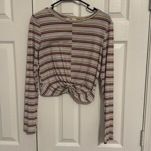 Cute crop stripe top L